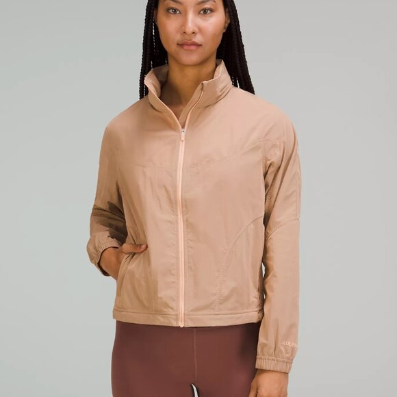 Lululemon Rain Resistant Rain Jacket With Hood Packable Tan Size 10 - Picture 1 of 9